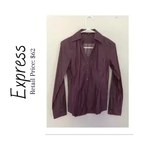 Express Berry Purple Chambray Button Down Shirt - Picture 1 of 6